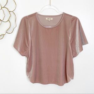 Madewell velvet butterfly top in rose pink size S
